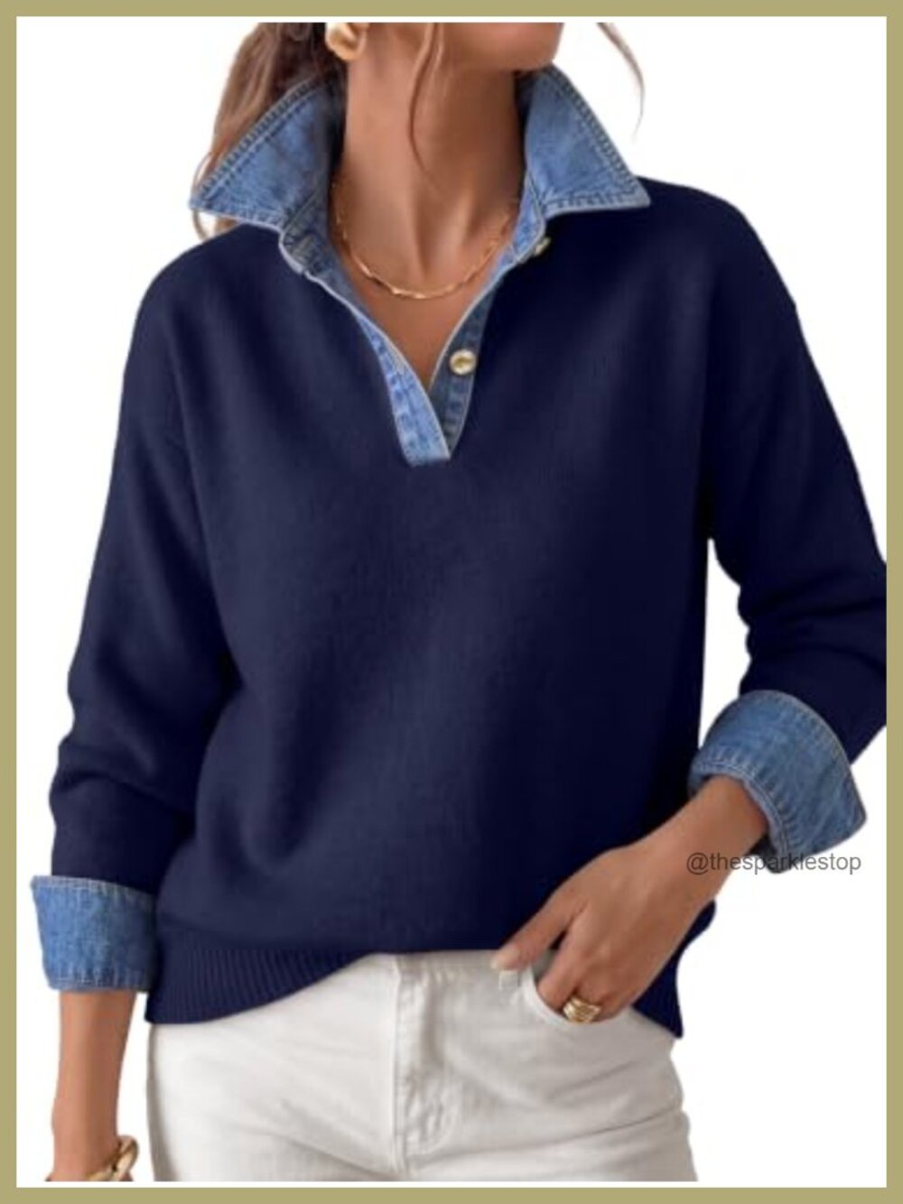 LILLUSORY Womens V-Neck Collared Knit Sweater Polo Pullover